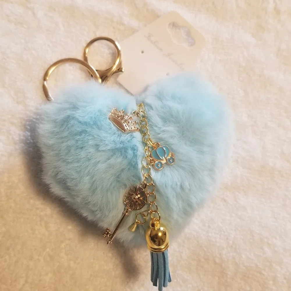 Heart Pom Pom Keychain with Charms - Picture 1 of 6